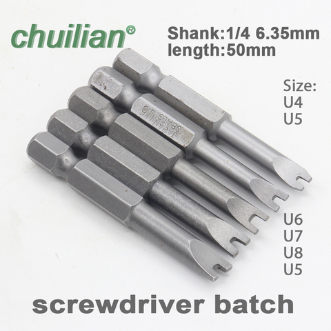 1/4 Inch Hex Magnetic U Shaped Screwdriver Bits Tools 50mm Length U4 U5 U6 U7 U8 ► Photo 1/6