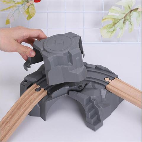 Plastic Grey Double Tunnel Wooden Train Track Accessories For Tunnel Track Train ► Photo 1/4