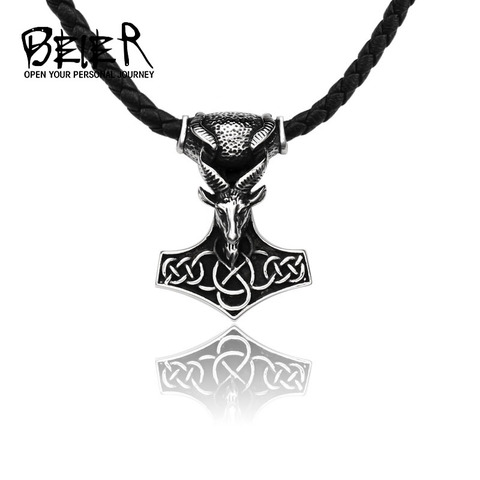 Vikings Pendant thor hammer Talisman Nordic Necklace Stainless Steel Chain Norse Viking Jewelry BP8-536 ► Photo 1/4