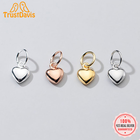 TrustDavis Real 925 Sterling Silver Personality Fashion Sweet Romantic Heart Charm Pendant Handmade DIY Accessories Jewelry DZ75 ► Photo 1/1