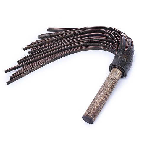 Handwork Make Genuine Leather COW LEATHER Whip，Ancient Wooden Round Handle ► Photo 1/6