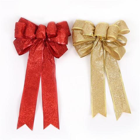 35cm Large Christmas Ribbon Bow Glitter Cloth Christmas Decorations Gold Red Bows For Crafts Christmas Tree Ornaments ► Photo 1/6