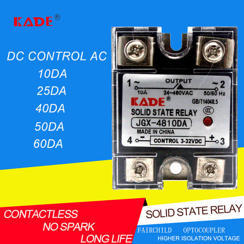 Jgx/SSR-10 DA / 25da / 40da / 60da DC controlled AC SSR single phase solid state relay with plastic dust cover ► Photo 1/6