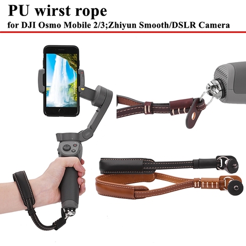 PU Leather Lanyard Rope Wrist Strap For DJI Osmo Mobile 3 2 Zhiyun Smooth Handheld Gimbal With 1/4 Screw For DSLR Camera Holder ► Photo 1/1