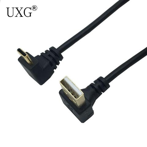 GOLD Plated Up Angle USB2.0 (Type-A) Male to USB3.1 (Type-C)Male Up & Dwon Angle USB Data Sync & Charge Cable Connector ► Photo 1/1