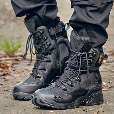 Male Winter Tactical Boots Warm Breathable Waterproof Outdoor Hiking Camping Climbing Non-slip Damping Men Combat Training Shoes ► Photo 1/6