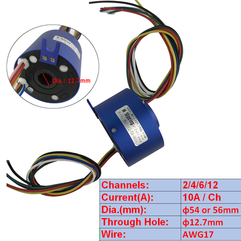 Aluminium Slip Ring 2/4//6/12 Channel whith Hole 12.7mm 10A 54mm Rotate Dining Table Slip Ring Electric Collector Rings ► Photo 1/4