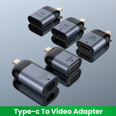 UHD 8K Type-C to HDMI-compatible/VGA/DP/RJ45/Mini DP Video Converter 4K 60Hz USB Type C Adapter For Samsung Huawei MacBook ► Photo 1/6