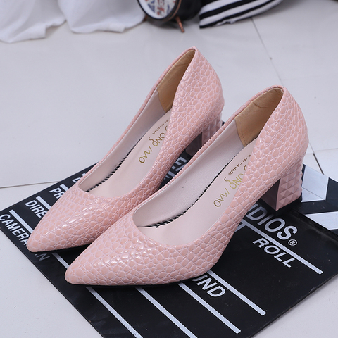 Sexy High Heels Pointed Pumps Women Shoes Closed Shallow Office Square Heel Heels Ladies Dress Party Slip-On Wedding Shoes ► Photo 1/6