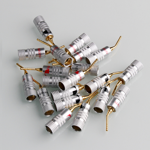 4PCS Banana Plug Nakamichi Gold Plated Speaker Cable Pin Angel Wire Screws Lock Connector For Musical HiFi Audio ► Photo 1/5