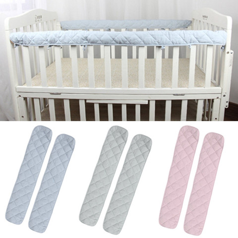 2Pcs Cotton Crib Protection Wrap Edge Baby Anti-bite Solid Color Bed Fence Guardrail Newborn Bed Rail Cover Baby Care Safety ► Photo 1/6