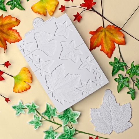 Maple, Ivy, Ginkgo Leaves and Veiner Silicone Mold for Fondant Cake Decor, Cupcakes, Sugarcraft, Cookies, Candies, Clay Bakeware ► Photo 1/6