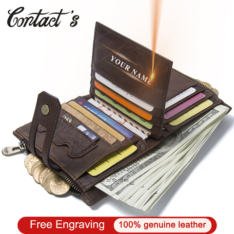 Vintage Genuine Cow Leather Men Wallet Fashion Coin Pocket Zipper&Hasp Organizer Wallects High Quality Male Card ID Holder 2022 ► Photo 1/6