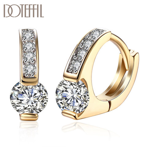 DOTEFFIL 925 Sterling Silver AAA Zircon 18K Gold Diamond Earrings For Women Jewelry Fashion Wedding Engagement Party Gift ► Photo 1/6