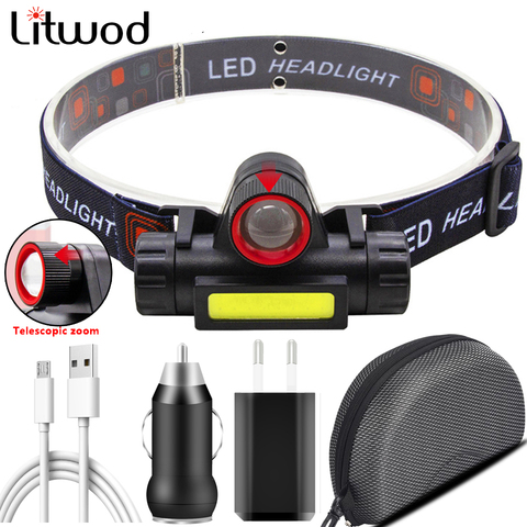 Sensor XP-G Q5 Zoomable Headlamp Head Lamp Headlight Waterproof 2500lm Led Built in Usb Rechargeable 18650 Battery Working Light ► Photo 1/6
