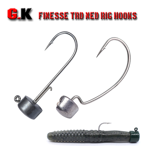 Brand 4pcs/Lot Finesse NED Rig Lead Hook Crank Jig Head Barbed Lure Hooks  Soft Bait Worm For Bass Fishing Accessories - AliExpress