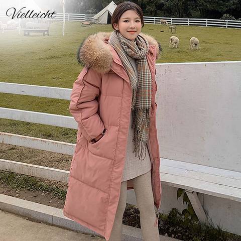 Vielleicht 2022 Long Winter Coat Women Hooded Down Parka Ladies New Warm Winter Jacket Women Loose Big Fur Collar Jacket Coat ► Photo 1/6