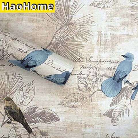 HaoHome Bird Wallpaper Removable Self Adhesive Wallpaper Peel and Stick Contact Paper  for Cabinets Countertops Furniture Decor ► Photo 1/6