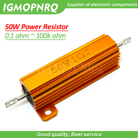 50W Resistor Aluminum Power Metal Shell Case Wirewound Resistor 0.01 ~ 100K 2 6 8 10 20 100 150 200 300 500 1K 10K ohm ► Photo 1/1