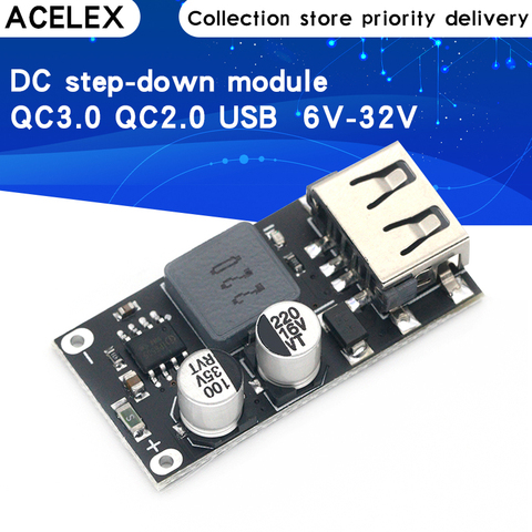 QC3.0 QC2.0 USB DC-DC Buck Converter Charging Step Down Module 6-32V 9V 12V 24V to Fast Quick Charger Circuit Board 3V 5V 12V ► Photo 1/6