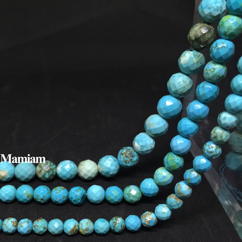 Mamiam Rare Genuine Faceted Round Loose Stone Blue Turquoise Dyed 6-10mm Beads Diy Bracelet Necklace Jewelry Making Gift Design ► Photo 1/2