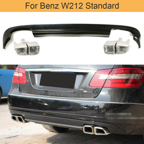 W212 Black PU Car Auto Rear Bumper Lip Diffuser for Mercedes Benz W212 Standard 2010 - 2013 Non for AMG Rear Lip Exhaust Tips ► Photo 1/6