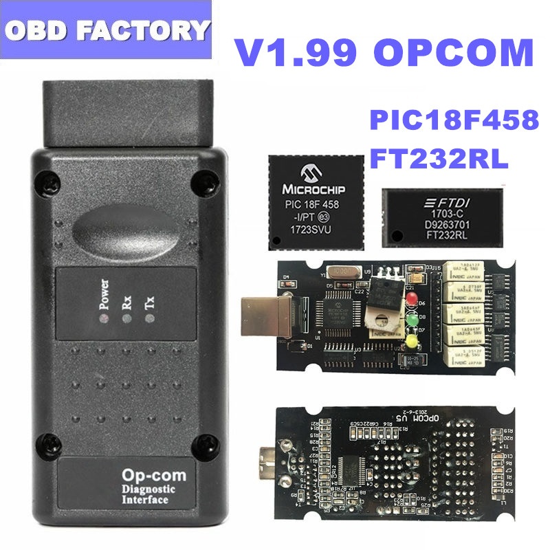 OPCOM V5 For Opel OP COM 1.70 flash firmware update OP-COM 1.95 PIC18F458  FTDI CAN BUS OBD OBD2 Scanner Car Diagnostic Auto Tool - Price history &  Review