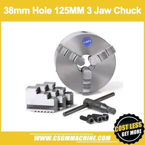 38mm spindle hole WM210 Lathe 125mm dia 3-jaw self centering chuck ► Photo 1/2