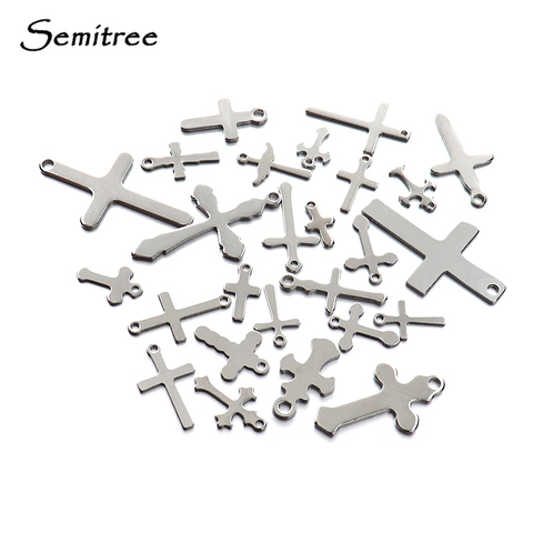 Semitree 20pcs Stainless Steel Cross Charms DIY Pendant Necklace Bracelet Making Earrings Findings Handicraft Jewelry Supplies ► Photo 1/6