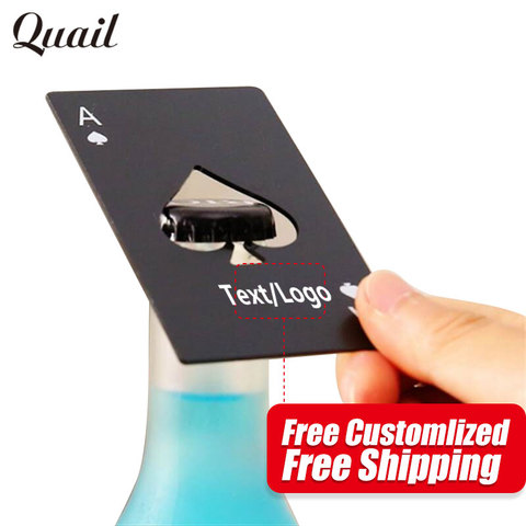 Quail Free Customized Creative Stainless Steel Credit Card Bottle Opener Fashion design Black Cool Ace of Spades Poker ► Photo 1/6