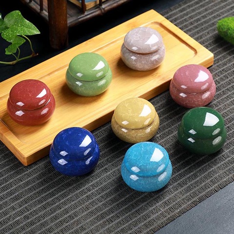 16 Colors Mini Tea Box Glazed Ceramic Jar Storage Boxes Pottery Jar Airtight Coffee Box Kitchen Food Storage Pots Ointment Jar ► Photo 1/6