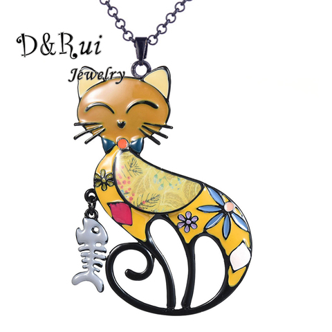 D&Rui Jewelry Hot Sale Yellow Enamel Pet Cat Pendants Necklaces for Women Ornaments on the Neck Necklace Accesorios Wholesale ► Photo 1/6