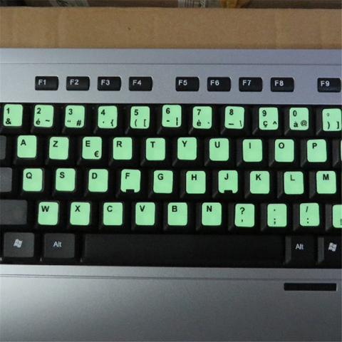 Arabic,RussianBlack,English,Italian,German,Spanish,Wubi,Tibetan,Japanese,French,Korean,Hebrew Luminous Keyboard keycaps Sticker ► Photo 1/6