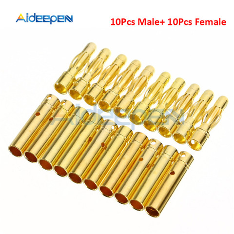 20pcs 3.5mm Gold-Plated Bullet Banana Plug Male Female Bullet Banana Connector Model Battery Plug for RC Battery Motor ► Photo 1/6