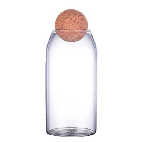 550/750/1200ml Transparent Kitchen Storage Bottle Bean Sugar Tea Coffee Cork Stopper Glass Jar Can Cup ► Photo 1/1