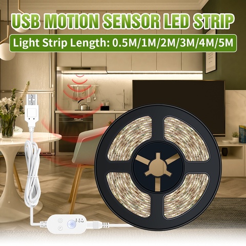 1M 2M 3M 4M 5M Wireless PIR Motion sensor Lamp Strip LED Night light Bed Cabinet Stairs light USB LED Strip lamp 5V TV Backlight ► Photo 1/6