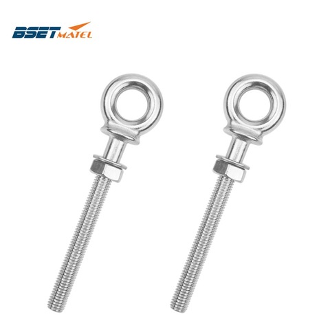2X BSET MATEL M6 M8 M10 Marine Grade 316 stainless steel longer Lifting Eye Bolts lift bolt Screws Ring Loop Hole for Cable Rope ► Photo 1/6