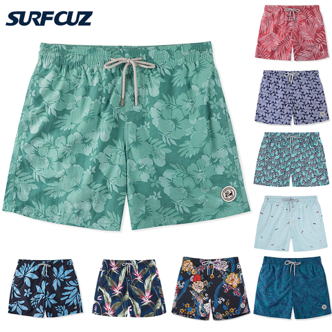 SURFCUZ Mens Fashion Beach Board Shorts with Pockets Summer Volley Shorts Swim Trunks for Men Quick Dry Swimwear Sports Suits ► Photo 1/6