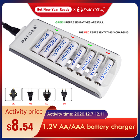 PALO 8 slots nimh nicd battery smart charger fast charge with LED display for 1.2V aa aaa rechargeable battery Quick charger ► Photo 1/6