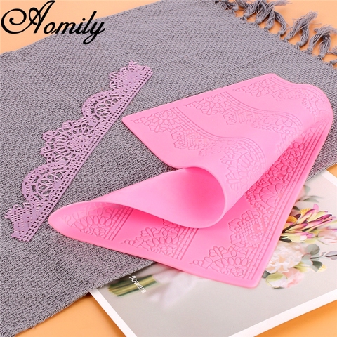 Aomily Beautiful Silicone Lace Flower Wedding Cake Flower Fondant Mold Lace Mousse Sugar craft Icing Mat Pad Pastry Baking Tool ► Photo 1/6