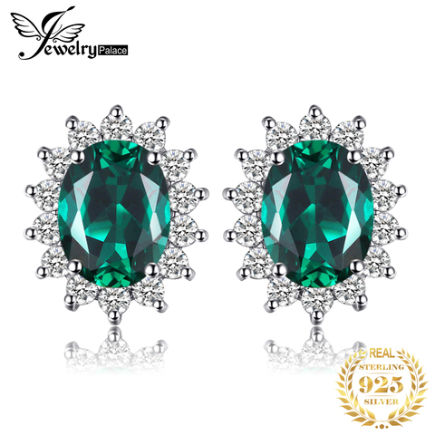 JewelryPalace Diana Simulated Emerald Stud Earrings 925 Sterling Silver Earrings for Women Korean Earings Fashion Jewelry 2022 ► Photo 1/6