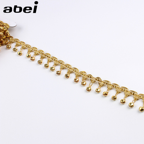 30mm 1yard Gold Bells Fringe Tassel Ribbon Braided Gold Lace Dance Performance Suits Wedding Dress Lace Fabric Accessories ► Photo 1/4