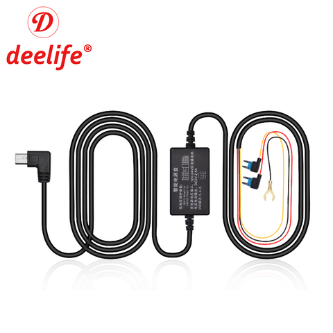 Car Power Cord 12V/24V Input 5V/2.5A Output for Dash Cam Reaview Mirror DVR ( For Deelife X4 X10 ) 24 Hours Parking Monitoring ► Photo 1/6