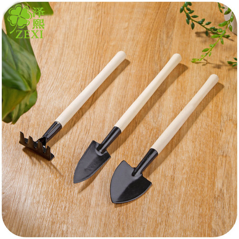 3 Pieces Of Mini Portable Garden Tools Metal Head Shovel Rake Spade Home Gardening Tool Set Balcony Home Wooden Handle Tool Set ► Photo 1/6