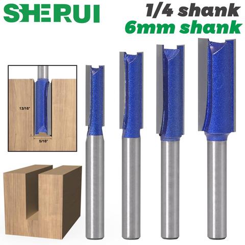 1PCS 1/4″ Shank 6mm shank Straight Woodworking Router Bit Set Carpenter Milling Cutter 1/4″,5/16″,3/8″,1/2″Cutting Diameter ► Photo 1/6