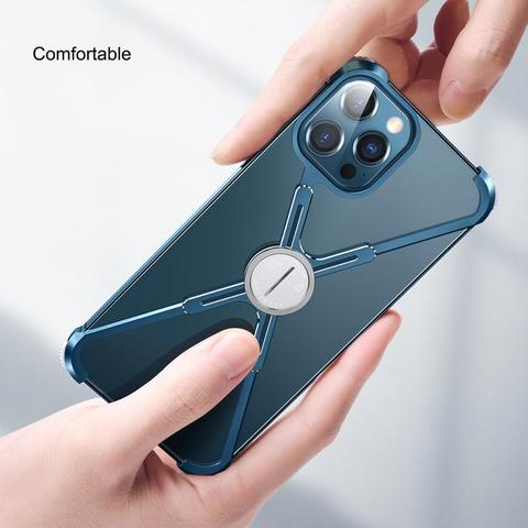 Phone Case For iPhone 12 and 12 Pro luxury Metal Frame Shape With Airbag Shockproof original case Bumper Back Bover Cool Case ► Photo 1/6