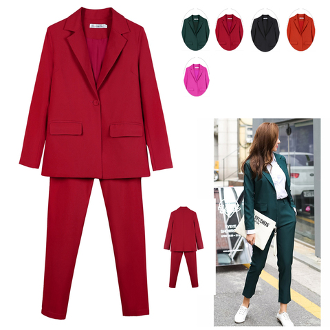 Fashion Navy Blue Formal Professional Business Suits With Jackets And Pants  Ladies Office Pantsuits Ladies Blazers Pants Suits - Pant Suits - AliExpress