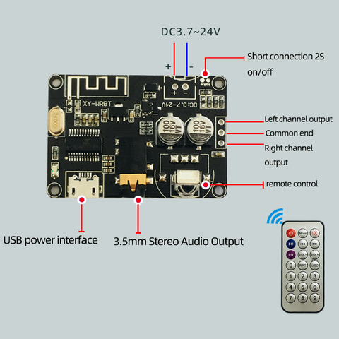 XY-WRBT DC 3.7-24V Wireless Bluetooth 5.0 Audio Receiver Decoders Stereo 3.5MM Audio Adapter For Amplifier Board ► Photo 1/4