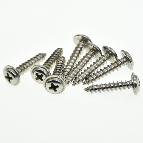 20pcs/Lot 304 stainless steel self-tapping screws M1.4 M1.7 M2 M3 M4 Cross round head PWA pan head with pad screw ► Photo 1/5