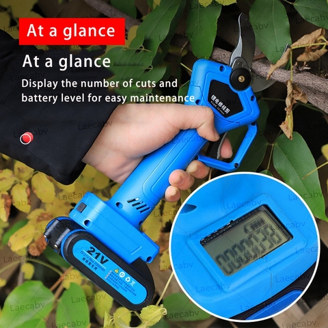 21V with power display Electric Pruning Scissors with 2 Battery Fruit Tree 35mm Shears Electric Fruit Branch Cutter ► Photo 1/6